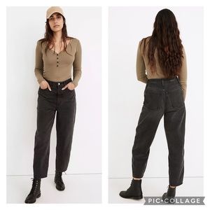 Madewell Balloon Jeans Noll Wash Baggy Wide Leg Washed Black Cotton Button Fly